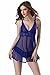 Barelove Women's lace Chemise Babydoll Nightgown Lingerie with Underwire(XL,Bule) Blue