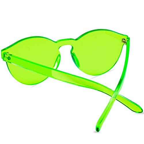 One Piece Rimless Sunglasses Transparent Candy Color Tinted Eyewear - Thumbnail 4