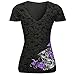 ONEMORES(TM) New Summer Women Punk Style Skull Print Shirt Short Sleeves V-neck Tank Top Cotton Casual Tops Shirt