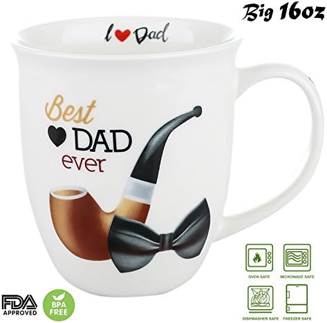 Bestone Coffee Mug for Best Dad, Love Dad Coffee or Tea Mug,16oz Fine Bone China