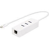 Amazon Basics USB 3.1 Type-C to 3 Port USB Hub with Ethernet Adapter - White