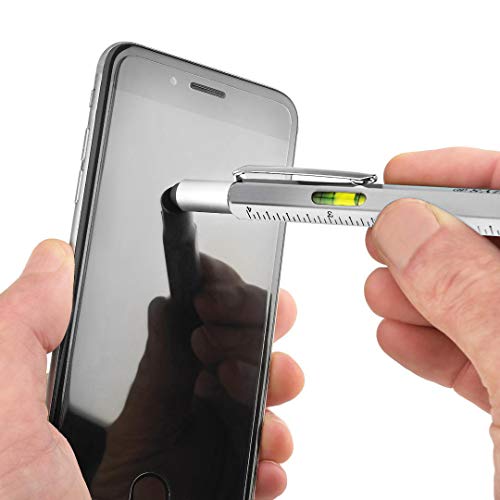 Screwdriver Pen Pocket Multi-Tool 6 in 1 - Multi-Functional & Sturdy Aluminum DIY Tool, With Screwdriver, Stylus, Bubble Level, Ruler & Phillips Flathead Bit, Unique Gift Idea - 2 Pack, Silver - Thumbnail 4