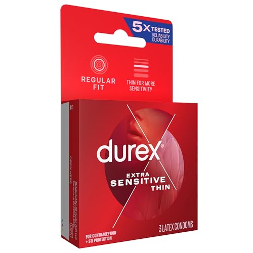 DUREX CONDOM EXTRA SENSITIVE NATURAL LATEX CONDOMS, 3 COUNT – ULTRA FINE & EXTRA LUBRICATED