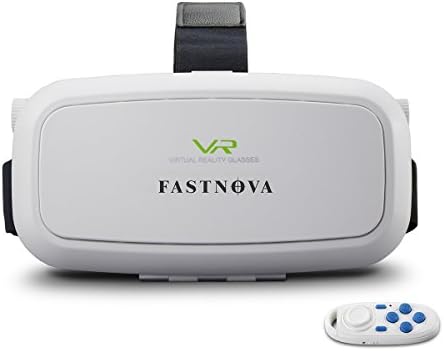 FUNNYDA 360 Viewing Immersive Virtual Reality Headset 3D VR Glasses Google Cardboard Video Glasses VR Headset with Android & IOS Smartphone for 3D Movie Games with Remote Selfie Shutter (White)