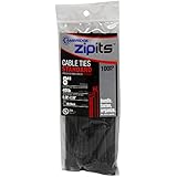 Cambridge ZipIts Multi Purpose Cable Ties 8 Inch 40 Lb 100 Pack Standard Duty UV Black