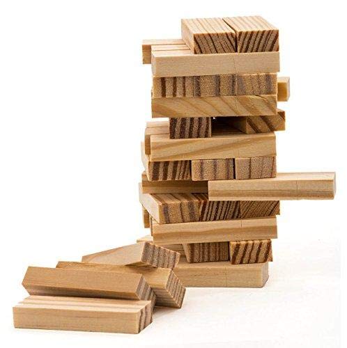 Pocket Travel 4.75" Mini Stacking Blocks Tumble Tower (6 Pack) Real Wood for Kids on The Go Fun Small Stackable Tumbling Towers with 2 GosuToys Stickers
