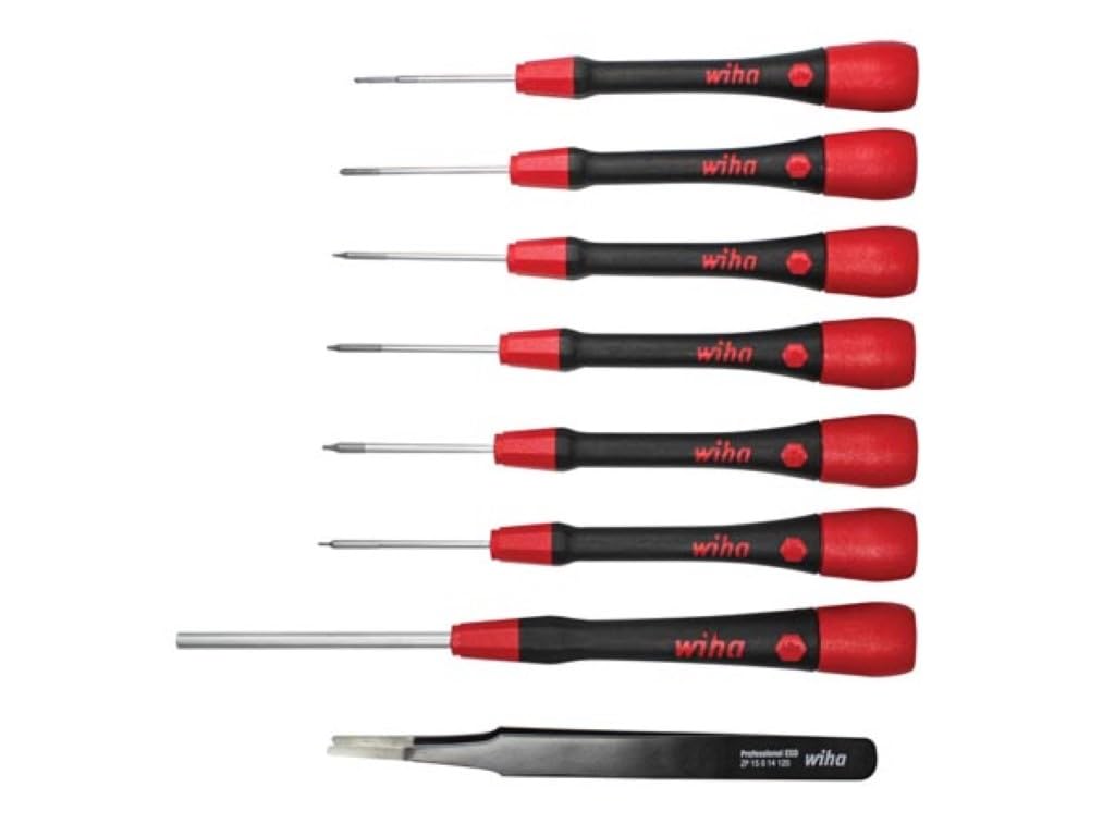 Wiha PicoFinish 42995 Fine Screwdriver Set 8-Piece Kit for Smartphones, Tablets, PCs, Consoles, Cameras, Watches, Glasses, Model Making & Co, Especially Apple/iPhone