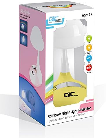 Rainbow Projector & Night Light - Multifunction Tabletop Multicolor LED Lamp for Kids Bedroom - Yellow - by GicZone