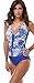 Attraco Womens Halter Neck One Piece Swimwear Floral High Cut Push Up Swimsuit