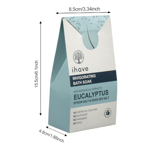 IHAVE EPSOM SALT & DEAD SEA SALT BATH SOAK WITH EUCALYPTUS ESSENTIAL OILS, PORTABLE BATH SALTS UNIQUE SPA GIFTS FOR HIM, IDEAL ANNIVERSARY, BIRTHDAY GIFTS FOR MEN, DAD, HUSBAND, BOYFRIEND, BROTHER