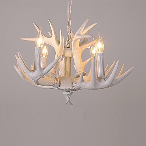 Vintage American Country Living Room Chandelier Lobby Bar Creative Artistic Mediterranean White Antler Chandelier Antler Lamps - 4 lights
