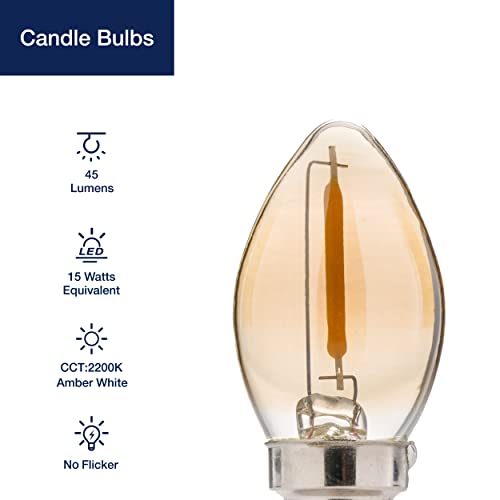 FLSNT LED Night Light Bulbs, C7 Replacement LED Candelabra Bulb, Dimmable, 0.8W (15W Equivalent