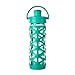 Lifefactory 522004 LF522004C4 16-Ounce BPA-Free Glass Water Bottle with Active Flip Cap & Silicone Sleeve, Aquatic Green