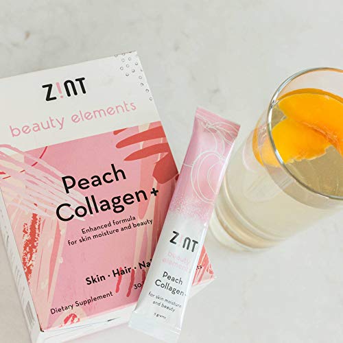 image for Zint Sweet Collagen Powder Beauty Drink Mix (Peach): Sugar-Free Collag