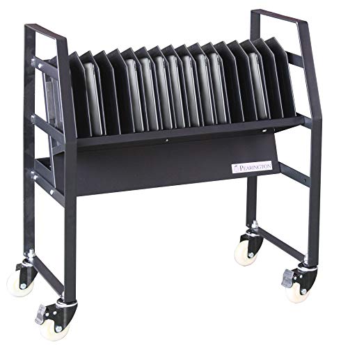 Pearington 16 Bay Classroom and Office Mobile Charging Cart with Wheels - for Chromebooks, iPad and Laptops