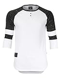 ZIMEGO Men's 3/4 Short Sleeve Raglan Henley Baseball T-Shirt With Round Bottom (Large, Zfls136 White Fulfilled by Amazon)