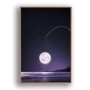Framed Canvas Wall Art for Living Room, Bedroom Moon with Bright Canvas Prints for Modern Home Decoration Ready to Hang - 16"x24" inches
