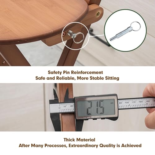 Zucng Bamboo Folding Bar Stool Kitchen Counter Stools with Backrest and Footrest, Portable Bar Chairs for Home Kitchen Island Breakfast, No Assembly, Brown