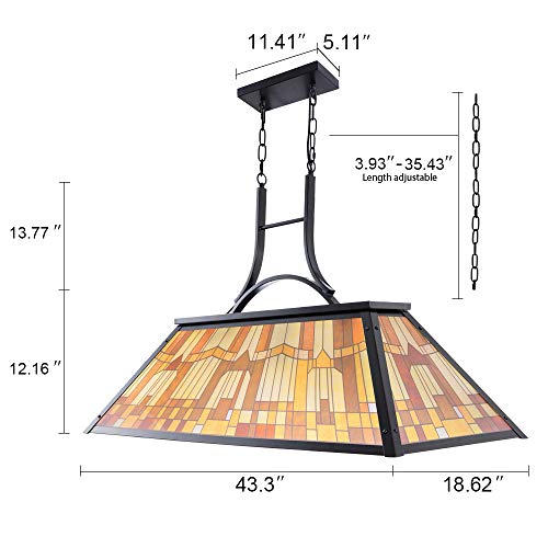 Wellmet Tiffany-Style Pool Table Light, 3-Light DIY Pool Table Lighting for 7ft, 8ft, 9ft Pool Table, Billiard Lights for Game Room Beer Party Men's Cave