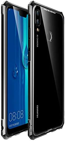 RanGuo Compatible for Huawei Y9 2019 Case, Ultra-thin Metal Bumper Shockproof Drop Resistance Anti-Scratch Anti-Fingerprint Heavy Duty Cover with HD Transparent Gorilla Glass Black Shell (Black)