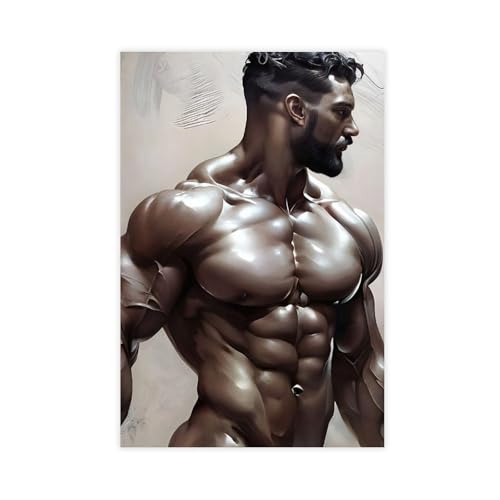 HMLZSJ Nude Muscle Male Torso Portrait Art Gay