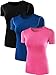 Neleus Women's 3 Pack Compression Wear Athletic Shirts,002,Black,Blue,rose Red,USA M,EUR L