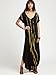 MakeMeChic Women's Boho Maxi Short Sleeve Split Pockets Tie Dye Long Dress Black XL