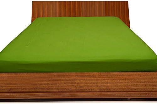 Relaxare King 300TC 100% Egyptian Cotton Parrot Green Solid 1PCs Fitted Sheet Solid (Pocket Size: 21 inches) - Ultra Soft Breathable Premium Fabric