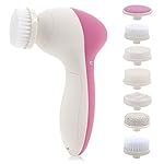 PIXNOR P2017 Waterproof Facial Cleansing Brush and Massager with 7 Brush Heads for Removing Blackhead, Exfoliating and Massaging (Classic Rosy)