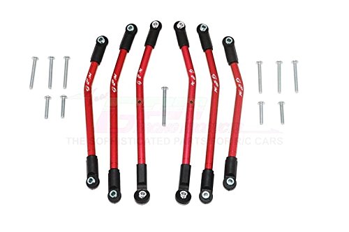 GPM Traxxas TRX-4 Trail Defender Crawler Upgrade Parts Aluminum Adjustable Suspension Links - 6Pc Set Red
