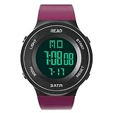 Read Sports Digital Watch for Men Women, Outdoor Military Watches with Alarm, Stopwatch, Calendar, LED Display and Shockproof R90003 (Purple)...