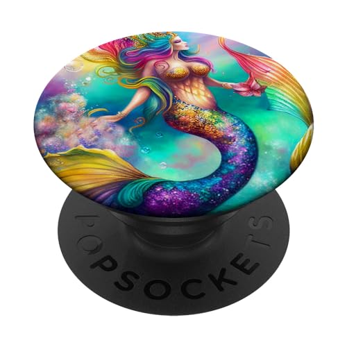 Mermaid in Rainbow Colors PopSockets Standard PopGrip