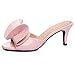 SUNROLAN Beata Women's Leather Slip-on Peep Toe Bow Accents Dress Slide Heel Stiletto Pump Sandals