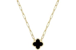 Paperclip Clover Necklace for Women | 18K Gold Plated Mother of Pearl Four Leaf Pendant Necklace | Lucky Jewelry for Her