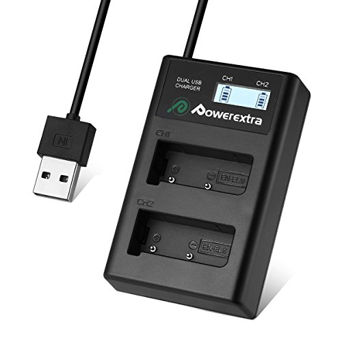 Powerextra EN-EL9 Dual USB Battery Charger with LCD Display Compatible with Nikon EN-EL9 Battery Nikon D40 D40x D60 D3000 D5000 Cameras