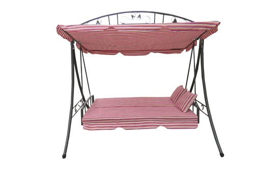 Amaze Steel Garden Swing Seat Cum Bed with Holder Frame- Pink