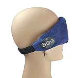 Langkou Washable Wireless Bluetooth Sleeping Eye Mask with Foam Ears-Free Eye Shade Head Set Sleeping Headphones Dark Blue
