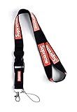 Urban Fashion Streetwear Lanyard, Neck Strap Keychain Holder for Keys, Phones, Bags, Accessories (Black w/Red Box Logo)