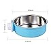 DeaLott Crate Dog Bowl, Removable Stainless Steel Coop Cup Hanging Pet Cage Bowl Large Water Food Feeder for Dogs Cats Rabbits,Birds-Blue