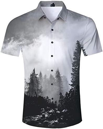 Jubestar Men's Hawaiian Shirt 3D Tropical Summer Aloha Short Sleeve Button Down Shirt