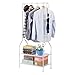 LANGRIA Heavy Duty Commercial Grade Clothing Garment Rack, 2-Tier Entryway Metal Coat Rack and Shoe Bench Storage Stand with Single Rod and 4 Hooks for Home Office Bedroom Max Capacity 66.1lbs, White