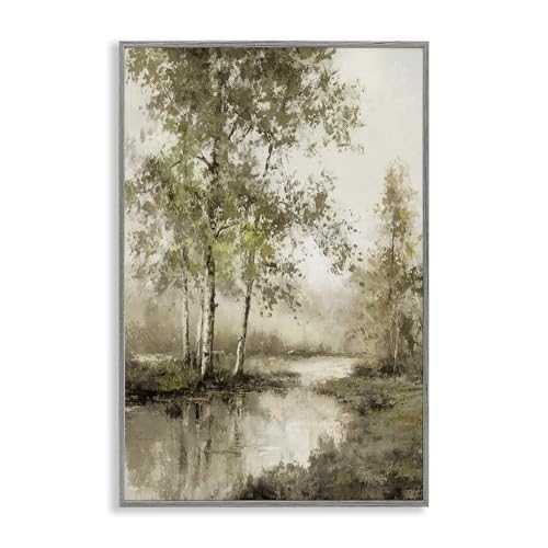 Stupell Industries Natural Spring Forest River Gray Framed Giclee Art design by…
