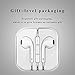 Premium Earphones/Earbuds/Headphones with Stereo Mic&Remote Compatible with iPhone iPad iPod Samsung Galaxy and More Android Smartphones Compatible With 3.5 mm Headphone WHITE