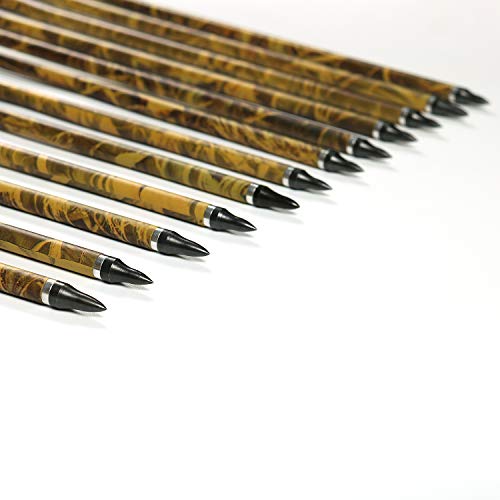 ARCHERY SHARLY [6 Pack] 31Inch Carbon Arrow Practice Hunting Arrows with 5" Camo Natural Feathers for Traditional Recurve Bow and Longbow - Thumbnail 4