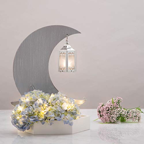 Silver Mini Lanterns With Led Star 4 5 Inch Tall Warm White 3d Holographic Star Light Small Table Decor For Wedding Centerpieces Or Ramadan Batteries Included Set Of 6 Pricepulse