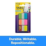 Post-it Tabs, 1 in. Solid, Aqua, Yellow, Pink, Red, Green, Orange, Durable, Writable, Repositionable, Sticks Securely, Removes Cleanly, 6/Color, 36/Dispenser, (686-ALOPRYT)