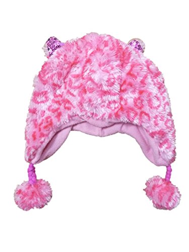 Accessories 22 Girls Fuzzy Pink Leopard Print Trapper Hat Plush Peruvian Beanie