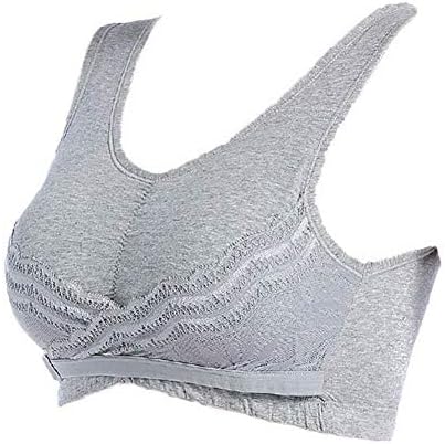 Women's Seamless Sports Bra Front Cross Side Buckle Sexy Gather Lace Bra Super Comfort Wireless Sports Bra for Yoga Running Bras Gym Workout (XXL,Gray)