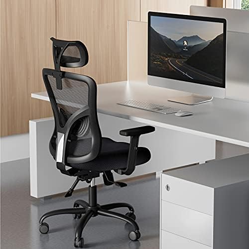 Ergonomischer Bürostuhl mit gepolsterter Lendenwirbelstütze, 2D-Kopfstütze, verstellbaren Armlehnen, verbessertem Sitzkissen, 130° Neigung, Computerstuhl für das Büro zu Hause