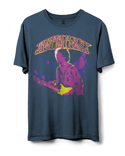 Junk Food Unisex Jimi Hendrix All Along The Watch Tower T-Shirt, Blue Indigo, S…